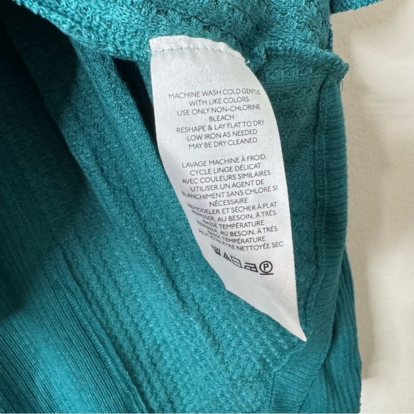 Free People Leo Oversized Waffle Button Henley Knit Tunic Top in Teal Size Small - Picture 8 of 11